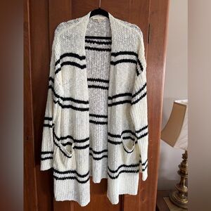 Reborn J Cream and Black Striped Knit Cardigan